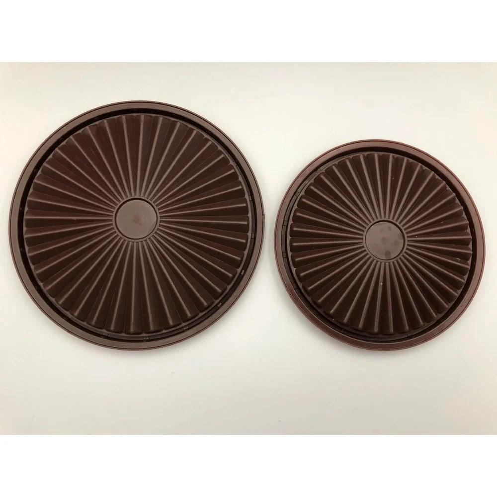 Vintage 70s Tupperware Servalier Brown Canisters COFFEE Starburst 809-14 & 811-3
